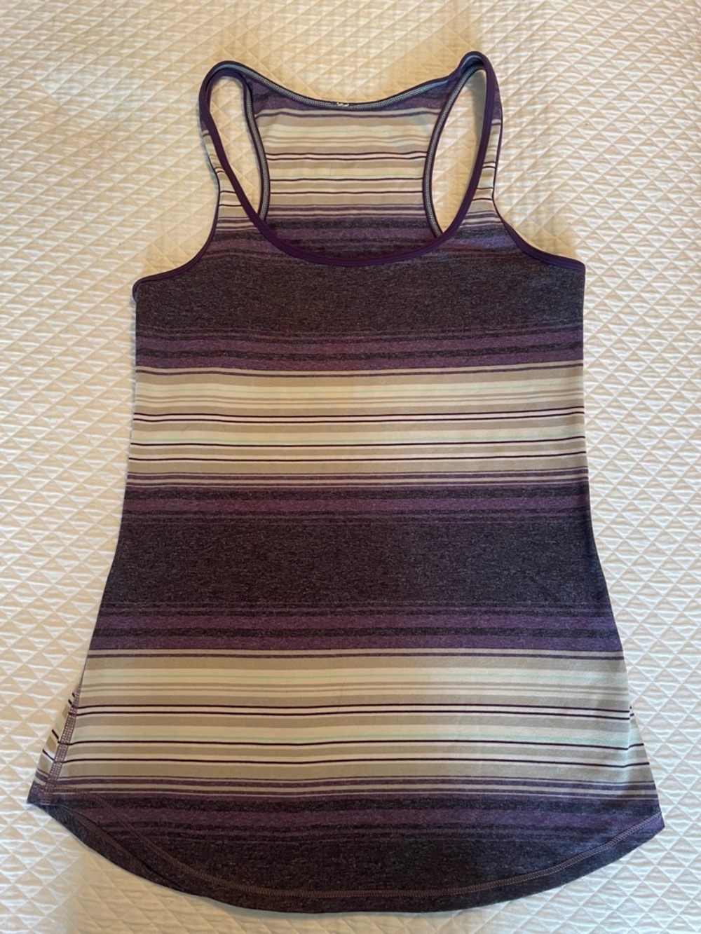Lululemon Striped Racerback Tank Top in Purple and Cream
